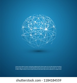 Global Networks - Transparent Wireframe Globe Design, Technology Template