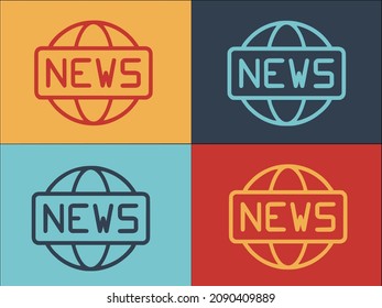Global News Logo Template, Simple Flat Icon of communication,global,business