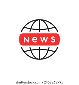 noticias globales o medios de comunicación de masas icono de línea delgada. esquema simple tendencia gráfica diseño abstracto moderno generador de noticias elemento de logotipo aislado en blanco. concepto de intercambio rápido y fácil de información importante