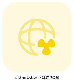 Exposición de alerta nuclear global aislada en fondo blanco