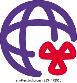 Exposición de alerta nuclear global aislada en fondo blanco