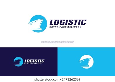 Global ocean logistic logo design. Ship cargo logo inspiration