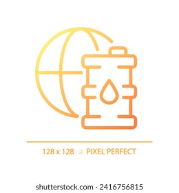 Global oil consumption gradient linear vector icon. Energy demand. Worldwide business. Fossil fuel. Petroleum industry. Thin line color symbol. Modern style pictogram. Vector isolated outline drawing