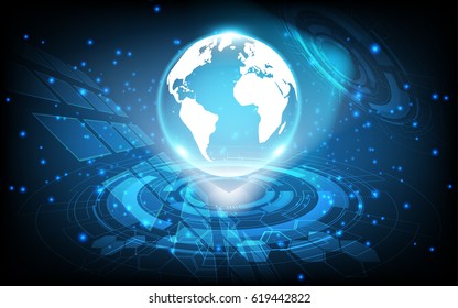 Global on space with shinning light communication concept technology background