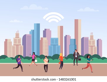 Global online communication concept. Vector flat cartoon graphic design isolated illustration