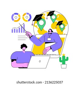 Global Online Education Abstract Concept Vector Illustration. E-learning Tools, Internet Training Webinar, Digital Course, Remote Education, Individual Learning Plan, Access Abstract Metaphor.