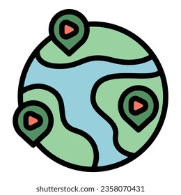 Global online game icon outline vector. Mobile play. Digital device color flat