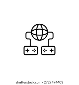 Global Online Gaming Network Concept Ícone de estrutura de tópicos Conectando jogadores mundiais