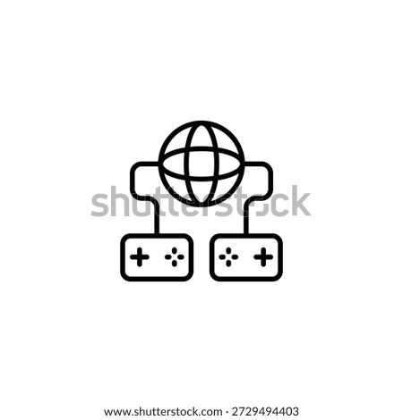 Global Online Gaming Network Concept Outline Icon Connecting Worldwide Players