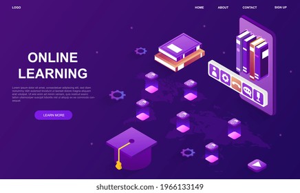 Global online learning center. Student account log in. Video call with mentor. Flat abstract metaphor cartoon vector illustration concept design. website, web page, landing page, ui template.