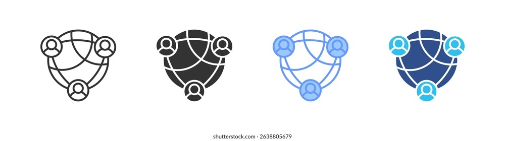 Global Online Multi Style Icon Set Vector