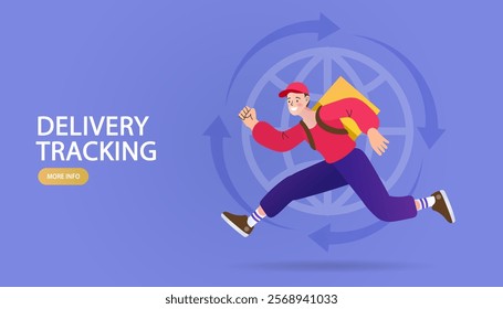 Global Online shopping. E-commerce concept. Online delivery service concept. Fast delivery via mobile phone. Smartphone marketing and e-commerce.  Vector outline illustration.