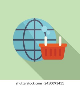 Global online store icon flat vector. Business customer service. Credit cash care