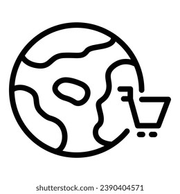 Global online store icon outline vector. Sale cart. Web retail