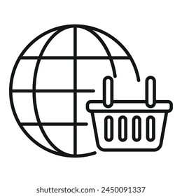 Global online store icon outline vector. Business customer service. Credit cash care