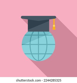 Global online study icon flat vector. School course. Distance training