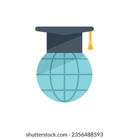 Global online study icon flat vector. School course. Distance training isolated