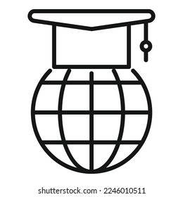 Global online study icon outline vector. School course. Distance training
