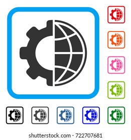 Global Options icon. Flat grey pictogram symbol in a light blue rounded frame. Black, gray, green, blue, red, orange color variants of Global Options vector.