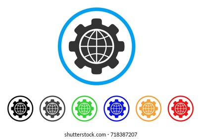 Global Options rounded icon. Style is a flat global options gray symbol inside light blue circle with black, gray, green, blue, red, orange versions. Vector designed for web and software interfaces.