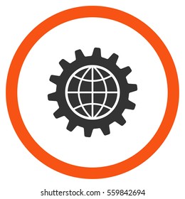 Global Options vector bicolor rounded icon. Image style is a flat icon symbol inside a circle, orange and gray colors, white background.