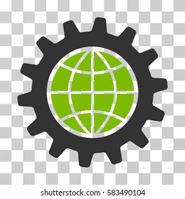 Global Options vector icon. Illustration style is flat iconic bicolor eco green and gray symbol on a transparent background.