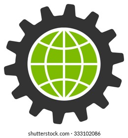 Global Options vector icon. Style is bicolor flat symbol, eco green and gray colors, rounded angles, white background.