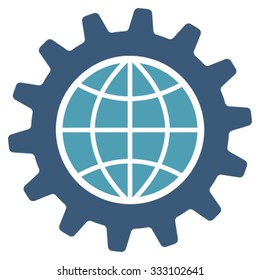 Global Options vector icon. Style is bicolor flat symbol, cyan and blue colors, rounded angles, white background.
