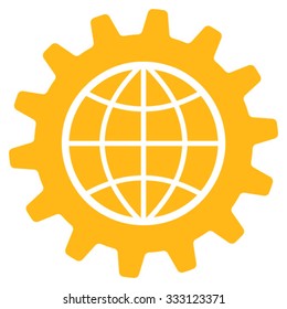 Global Options vector icon. Style is flat symbol, yellow color, rounded angles, white background.