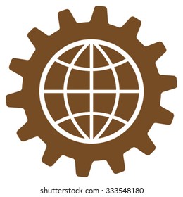 Global Options vector icon. Style is flat symbol, brown color, rounded angles, white background.