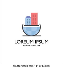 Global Organization, Architecture, Business, Sustainable Business Logo Template. Flat Color