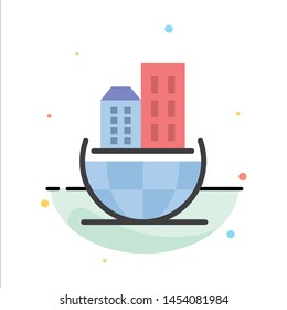Global Organization, Architecture, Business, Sustainable Abstract Flat Color Icon Template