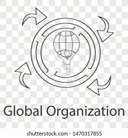 Global Organization icon on transparency background . Vector illustration.