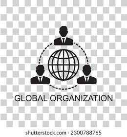 global organization vector icon isolated on transparent background