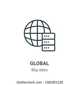 Global outline vector icon. Thin line black global icon, flat vector simple element illustration from editable big data concept isolated on white background