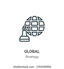 Global outline vector icon. Thin line black global icon, flat vector simple element illustration from editable strategy concept isolated stroke on white background