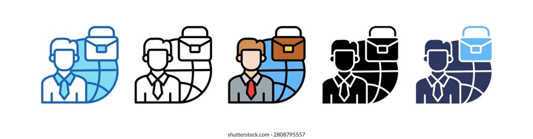 Global Outsourcing Icon multiple Vector Illustration