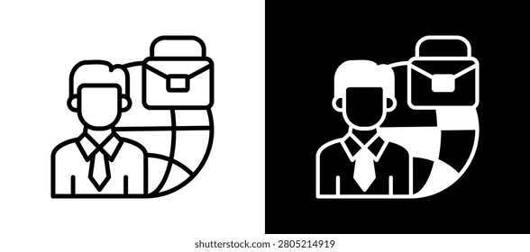 Global Outsourcing Icon whiteblack Vector Illustration