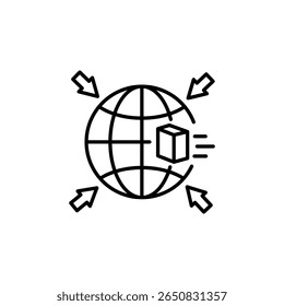Red Global De Entrega De Paquetes Con Flechas Y Diseño De Esquema De Globo