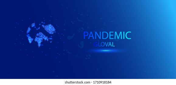 Concepto de pandemia mundial. Los puntos rojos muestran índices de infección en continentes de tierra colgando sobre el médico de la mano. Mapa del coronavirus epidémico mundial covid-19. enfermedad o infección en el planeta en azul.