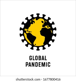  Globale Pandemie. Schutzbrille für die Koronavirus-Pandemie. Bleiben Sie Home Design Konzept. Corona Virus Earth Globe Symbol. Covid Caution Sign.Stopp des Coronavirus. Ausbruch von Coronavirus. 