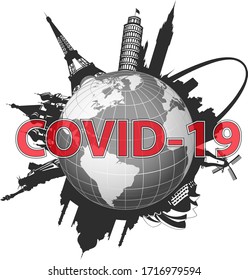 Global pandemic (Covid-19). Countries with Covid-19. Covid-19 globe.