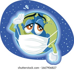 Global Pandemic Dangerous Virus Concept Vector Illustration. Planet earth facing world health virus outbreak problem
