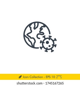 Global Pandemic Icon / Vector - In Line / Stroke Design