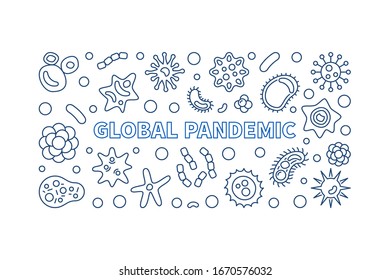 Global Pandemic vector concept simple outline horizontal illustration