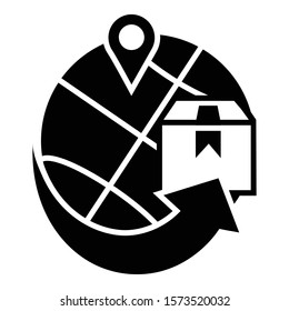 Global parcel delivery icon. Simple illustration of global parcel delivery vector icon for web design isolated on white background