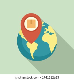 Global parcel tracking icon. Flat illustration of Global parcel tracking vector icon for web design