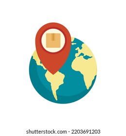 Global parcel tracking icon. Flat illustration of Global parcel tracking vector icon isolated on white background