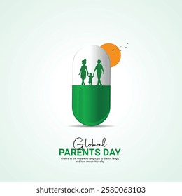 global parent's day. parent's day creative ads design Jun 1 . social media poster, vector, 3D illustration. 