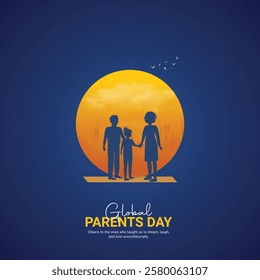 global parent's day. parent's day creative ads design Jun 1 . social media poster, vector, 3D illustration. 